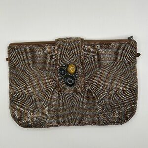 Mary Frances Beaded Clutch with Tigers Eye